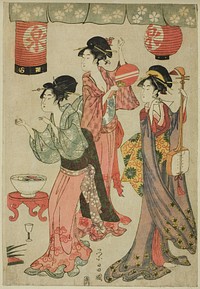 Festivity at a teahouse, from a parody of Chushingura by Chokosai Eisho