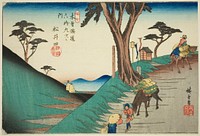 No. 17: Matsuida, from the series "Sixty-nine Stations of the Kisokaido (Kisokaido rokujukyu tsugi no uchi)" by Utagawa Hiroshige