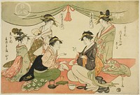 Naniwaya Okita and Takashima Ohisa playing a game of ken by Chôbunsai Eishi