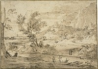 River Landscape with a Fortress on a Hill by Georges Focus