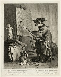 The Monkey Painter by Pierre Louis de Surugue