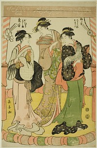 The Cock Fight - Ohisa of the Takashimaya and Okita of the Naniwaya by Eishosai Choki
