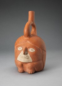 Abstract Portrait Vessel of a Ruler with Head reasing on Legs by Moche