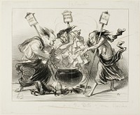 Too Many Cooks Spoil the Broth, plate 129 from Actualités by Honoré-Victorin Daumier
