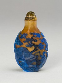 Snuff Bottle with a Figure on Mule in Landscape