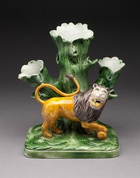 Flower Pot with Lion by Staffordshire Potteries