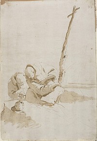 Two Monks Contemplating a Skull by Giambattista Tiepolo