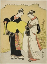 Lovers Dressed as Komuso Monks in an Autumn Landscape by Katsukawa Shunsho