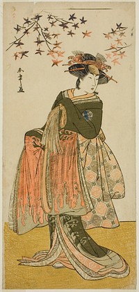 The Actor Nakayama Tomisaburo I as the Geisha Yukino (or Oyuki?) in the Play Kabuki no Hana Bandai Soga, Performed at the Ichimura Theater in the Fourth Month, 1781 by Katsukawa Shunsho