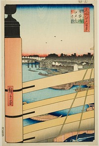 Nihon Bridge and Edo Bridge (Nihonbashi, Edobashi), from the series "One Hundred Famous Views of Edo (Meisho Edo hyakkei)" by Utagawa Hiroshige