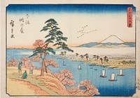 Konodai in Shimosa Province (Shimosa Konodai), from the series "Thirty-six Views of Mount Fuji (Fuji sanjurokkei)" by Utagawa Hiroshige