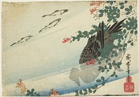 Trouts, duck, and bush clover by Utagawa Hiroshige