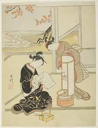 The Evening Glow of a Lamp (Andon no sekisho), from the series "Eight Views of the Parlor (Zashiki hakkei)" by Suzuki Harunobu