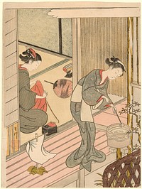 Returning Sails of the Towel Rack (Tenugui-kake no kihan), from the series "Eight Views of the Parlor (Zashiki hakkei)" by Suzuki Harunobu