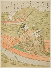 Poem by Sangi Takamura (Ono no Takamura), from an untitled series of One Hundred Poems by One Hundred Poets by Suzuki Harunobu