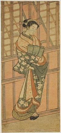 Courtesan Standing in Front of a Barred Window by Ishikawa Toyonobu