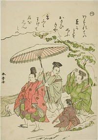 "Tsu": Narihira in the Snow at Ono, from the series "Tales of Ise in Fashionable Brocade Pictures (Furyu nishiki-e Ise monogatari)" by Katsukawa Shunsho