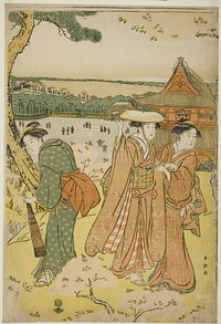 Viewing Cherry Blossoms at Ueno by Katsukawa Shunchô