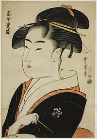 Tomimoto Toyohina, from the series "Famous Beauties of Edo (Edo komei bijin)" by Kitagawa Utamaro