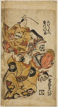 The Actors Tamazawa Rinya, Uemura Kohachi, and Ichikawa Monnosuke by Torii Kiyonobu I