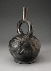 Stirrup Spout Vessel with Raised Chimera Motifs by Moche