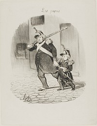 The day of the great parade, plate 6 from Les Papas by Honoré-Victorin Daumier