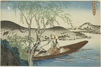 Shirabyoshi Dancer in Asazuma Boat (Asazuma-bune), from an untitled series of landscapes by Utagawa Kunisada I (Toyokuni III)