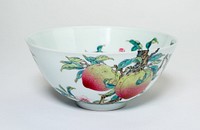 Bowl with Fruiting Peaches, Tree Peony, Flowering Plum and Bats