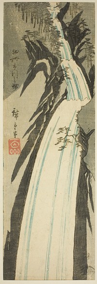 Nunobiki Waterfall in Settsu Province (Sesshu Nunobiki no taki), from an untitled series of views of the provinces by Utagawa Hiroshige