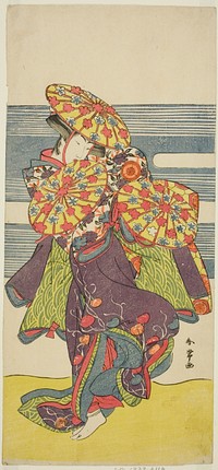 The Actor Iwai Hanshiro IV in the Hanagasa Dance in the Play Iromi-gusa Shiki no Somewake, Performed at the Nakamura Theater in the Ninth Month, 1781 by Katsukawa Shunjо̄