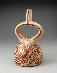 Stirrup Spout Vessel with Fineline Bird Motifs by Moche