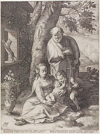 The Holy Family with the Infant John the Baptist, plate six from The Birth and Early Life of Christ by Hendrick Goltzius