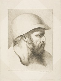 Bearded Male Head with Steel Helmet by Christian Frederick Köhlitz