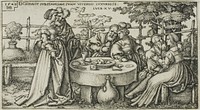 The Prodigal Son Wasting his Fortune, plate two from The History of the Prodigal Son by Hans Sebald Beham