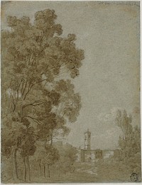 Roman Landscape with View of Church by Gaspard Dughet