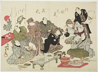 Second Illustration of Calligraphy and Painting Party on the Upper Floor of the Manpachiro Restaurant (Manpachiro jo shoga kaiseki no zu, onajiku sono ni) by Utagawa Kunisada I (Toyokuni III)