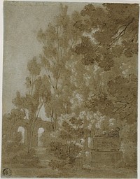 View of Ruined Arches and Tomb in Villa Borghese by Gaspard Dughet