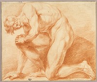 Kneeling Academic Male Nude by Antoine Dumont