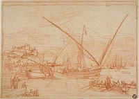 View of a Port: Ships in a Harbor by Adrien Manglard