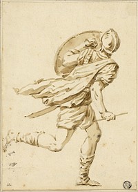 Running Roman Warrior, Seen from Back by Philippe Louis Parizeau