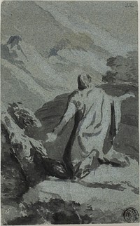 Man Praying in Wilderness by Nicolas Poussin