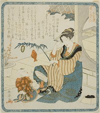 A Woman as Ebisu, from the series "Seven Women as the Gods of Good Fortune for the Hanagasa Poetry Club (Hanagasaren shichifukujin)" by Katsukawa Shuntei