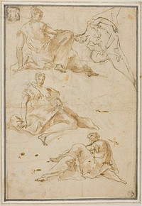 Sketches of Four Draped Female Figures (for Pendentives) by Pierre Hubert Subleyras