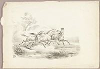 Three Horses Running by Carle Vernet