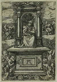 'The Beautiful Virgin of Regensburg' with the Child on a Throne, Surrounded by Angels with Musical Instruments by Albrecht Altdorfer