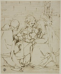 Holy Family with Saint Anne by School of Luca Cambiaso
