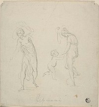 Two Sketches: Standing Woman, Woman Dancing with Child by Giovanni Battista Cipriani