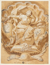 Allegorical Figure with Arms of Alexander VIII (Ottoboni) and Arms of Papacy by Francesco Mancini