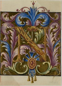 Illuminated Initial "N" with Acanthus Leaves from a Choirbook