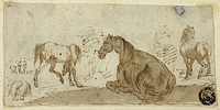 Studies of Horses in a Landscape by Stefano della Bella